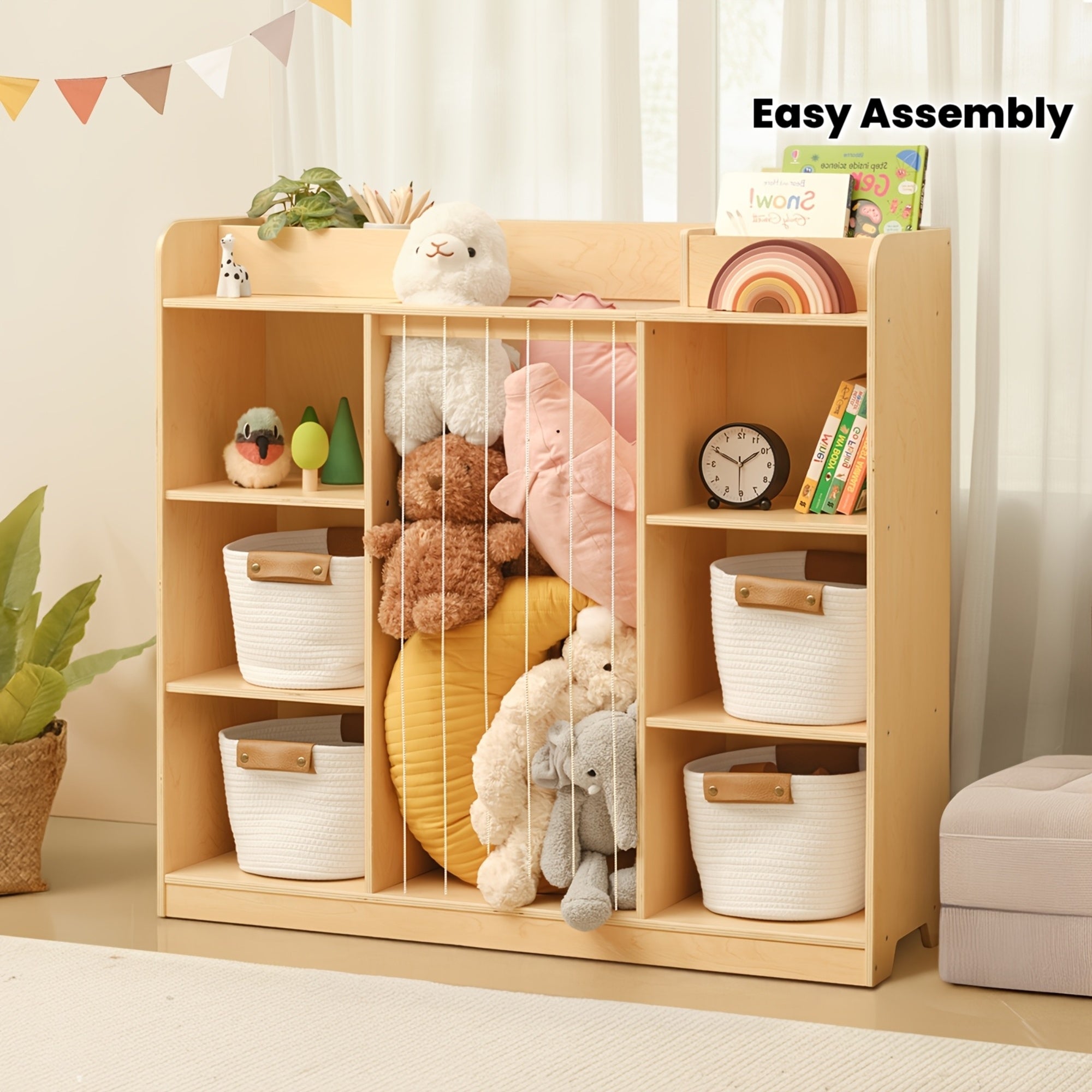 Luxury 2-in-1 Multifunctional Solid Wood Dollhouse Storage Cabinet & Bookshelf Organizer - Wood Bookcase with Spacious Shelves for Toys, Dolls, Books - Easy Assembly Nursery, Playroom Furniture ' Room Organization