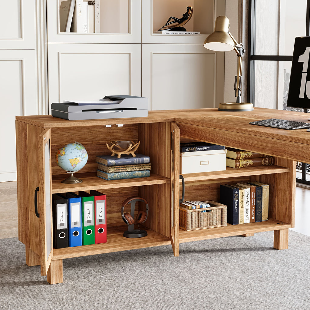 L Shaped Desk with Cabinet and Shelves | 59\
