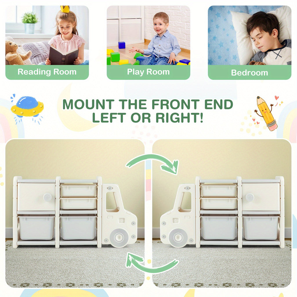 LIFEZEAL Truck-Shaped Youngsters Storage Organizer with Removable Bins & Drawers, HDPE Plastic Cabinet for Youngsters - Beige & Playroom Furniture, 43.5\