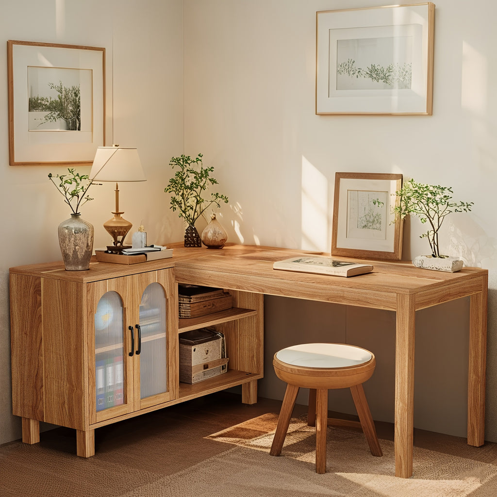 L Shaped Desk with Cabinet and Shelves | 59\