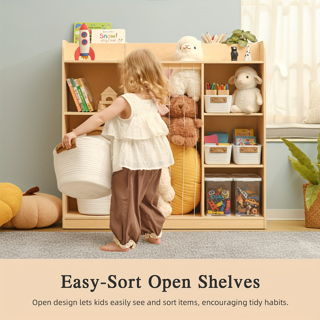 Luxury 2-in-1 Multifunctional Solid Wood Dollhouse Storage Cabinet & Bookshelf Organizer - Wood Bookcase with Spacious Shelves for Toys, Dolls, Books - Easy Assembly Nursery, Playroom Furniture ' Room Organization