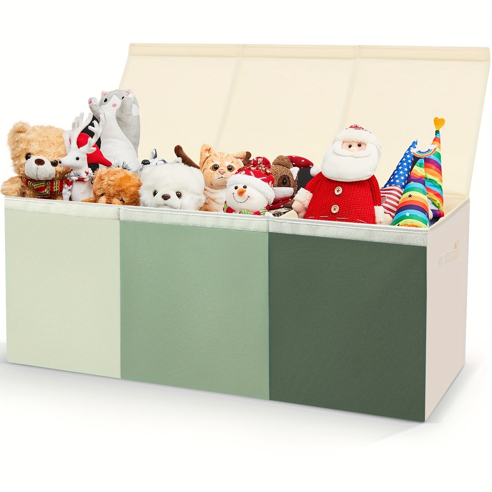 Extra Large Chest with Lid Collapsible Storage Organizer Bins Large Storage Baskets Box for Living Room Nursery Playroom(40.6 X 16.5 X 14.2'', Sage Green)