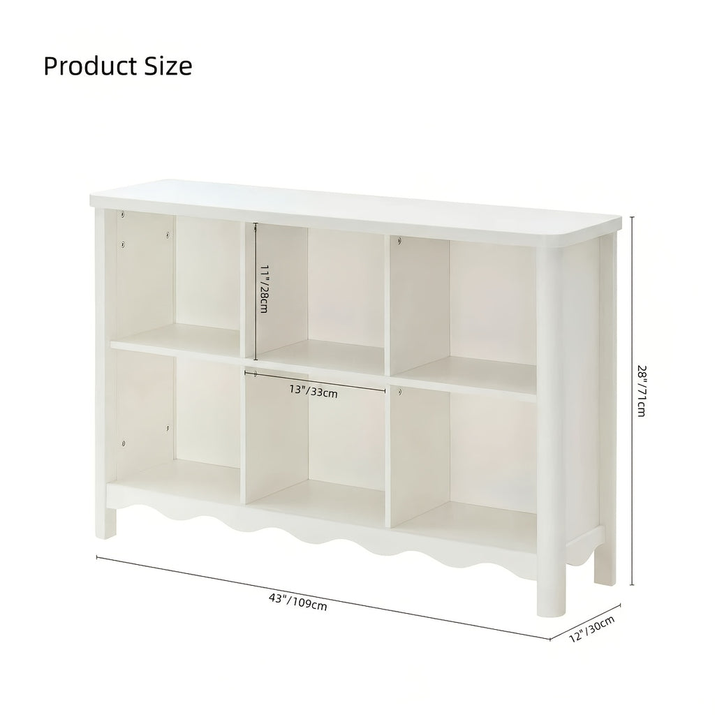 6-Cubby Kids Bookshelf with 2-Tier Open Storage - Low-Profile Bookcase Suitable for Rounded Corners, Assembly, Compact Bookshelf for Room,, Playroom, Multi-Purpose Storage Shelf for Books &