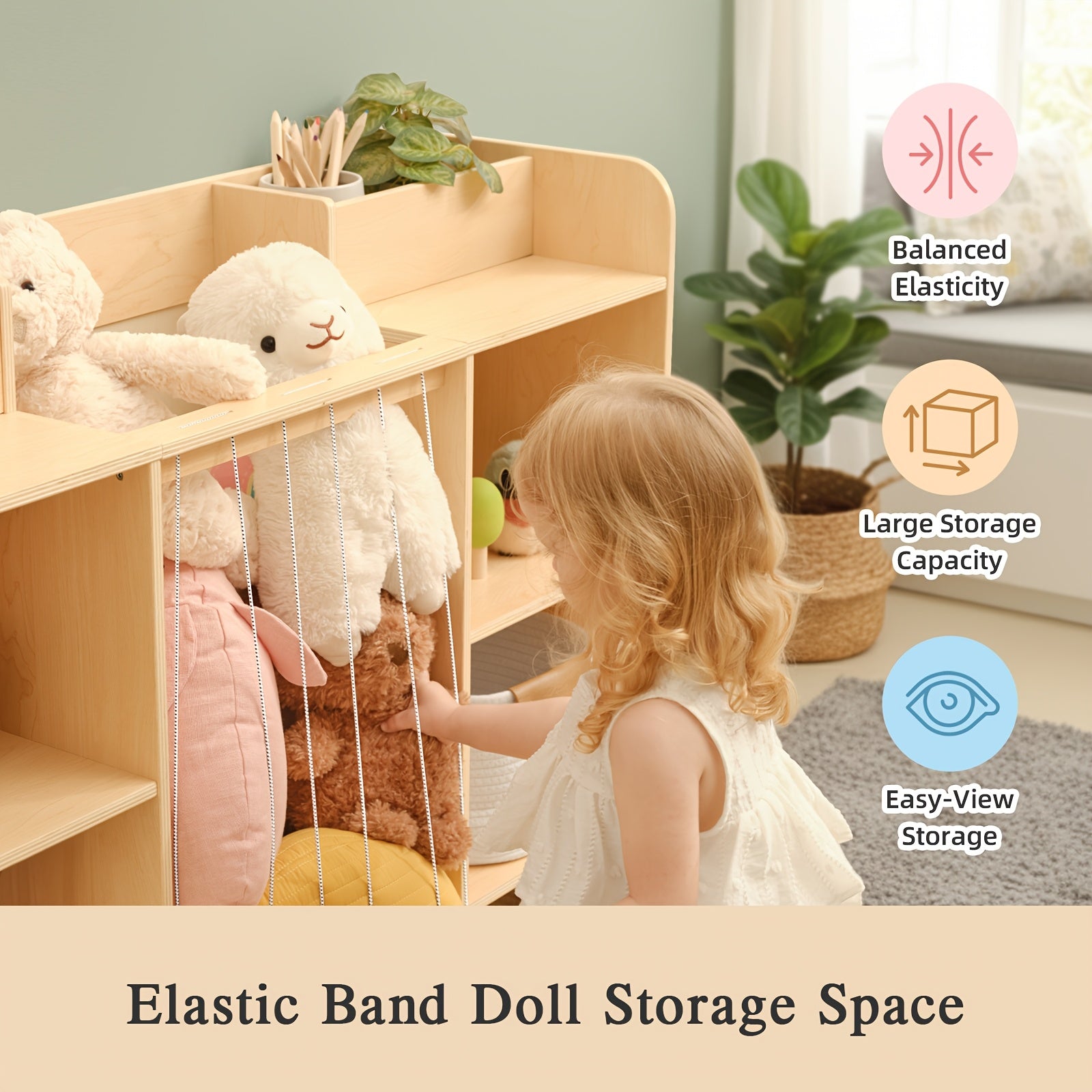 Luxury 2-in-1 Multifunctional Solid Wood Dollhouse Storage Cabinet & Bookshelf Organizer - Wood Bookcase with Spacious Shelves for Toys, Dolls, Books - Easy Assembly Nursery, Playroom Furniture ' Room Organization