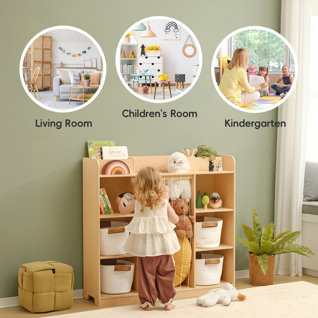 Luxury 2-in-1 Multifunctional Solid Wood Dollhouse Storage Cabinet & Bookshelf Organizer - Wood Bookcase with Spacious Shelves for Toys, Dolls, Books - Easy Assembly Nursery, Playroom Furniture ' Room Organization