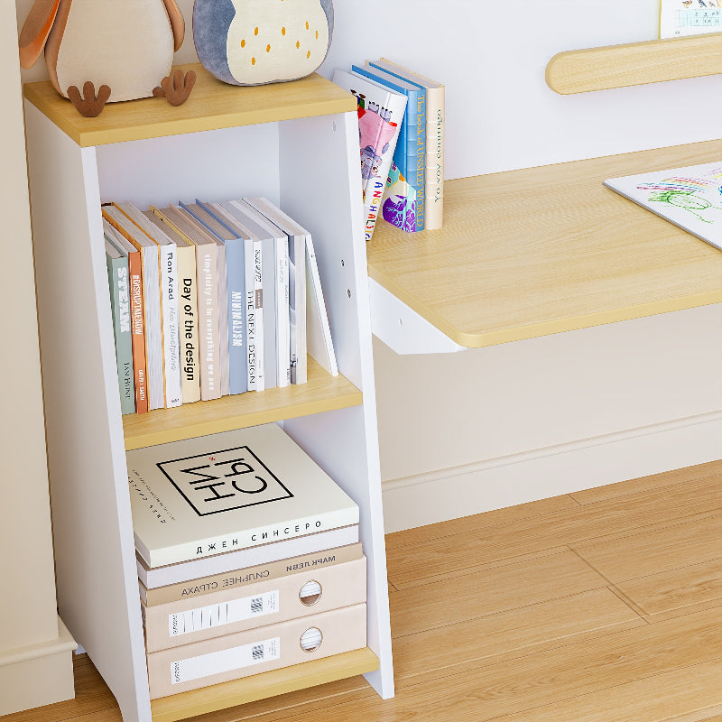 Kids Study Desk with Bookshelves and 2 Stools, Kids Desk and Chair Set with 5 Storage Cabinets